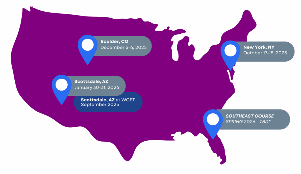 U.S. map of the upcoming NanoKnife master course locations